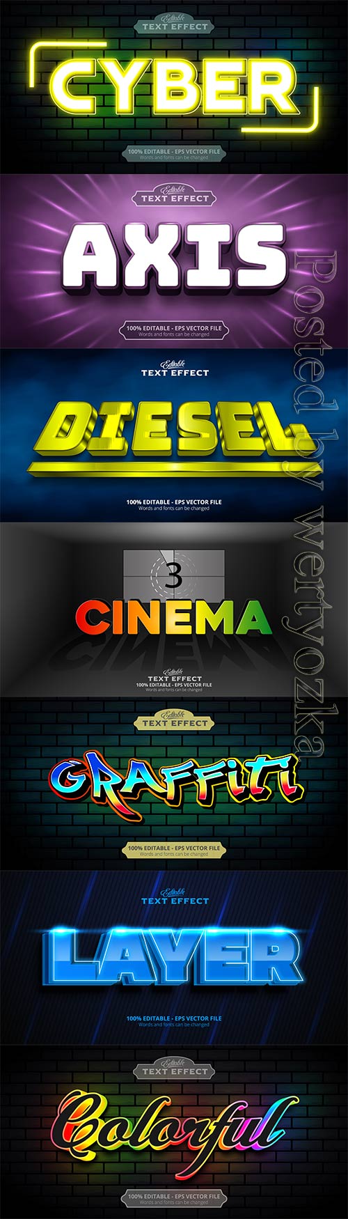 3d editable text style effect vector vol 832