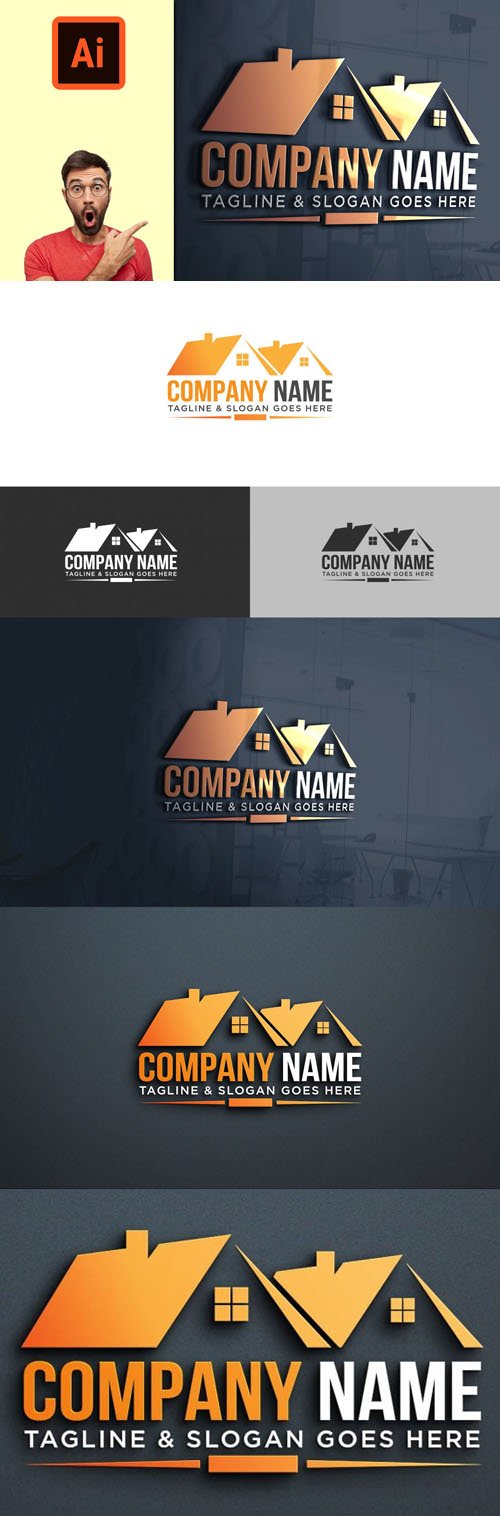 Construction Company Logo Design Template for Illustrator