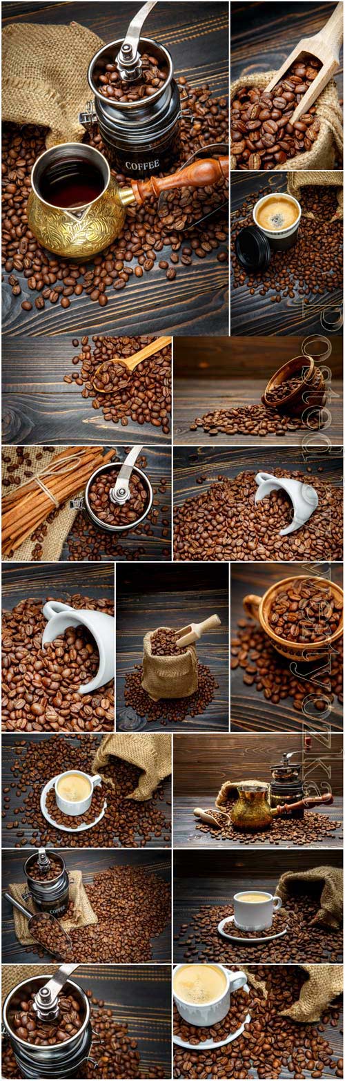 Coffee grinder, turka for making coffee and coffee beans stock photo