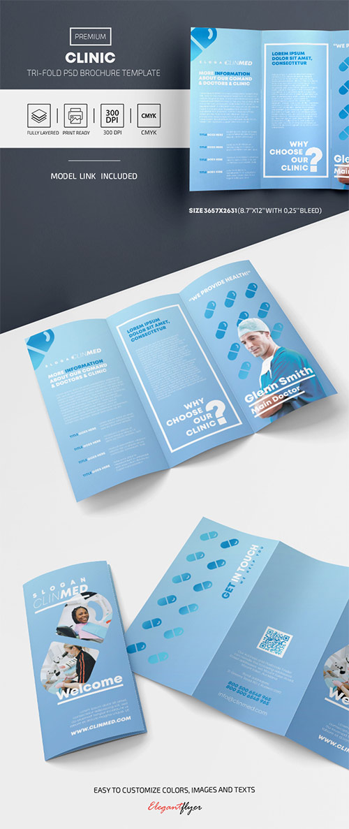 Clinic Premium Tri Fold PSD Template