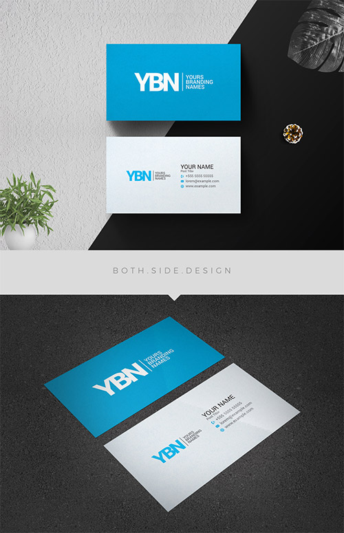 AdobeStock Business Card Layout with Blue Accents