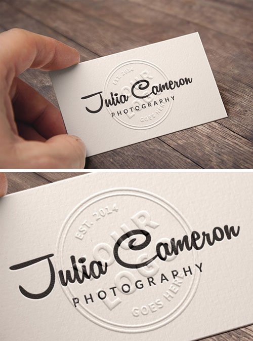 Realistic Embossed Business Card PSD Mockup Template