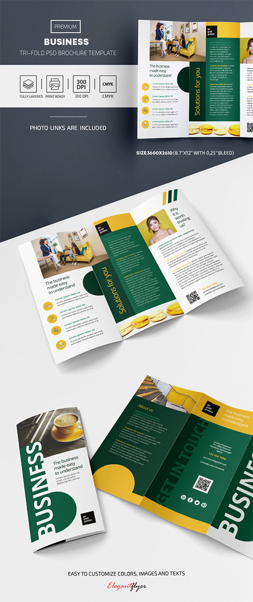 Business School Premium PSD Tri Fold Brochure Template