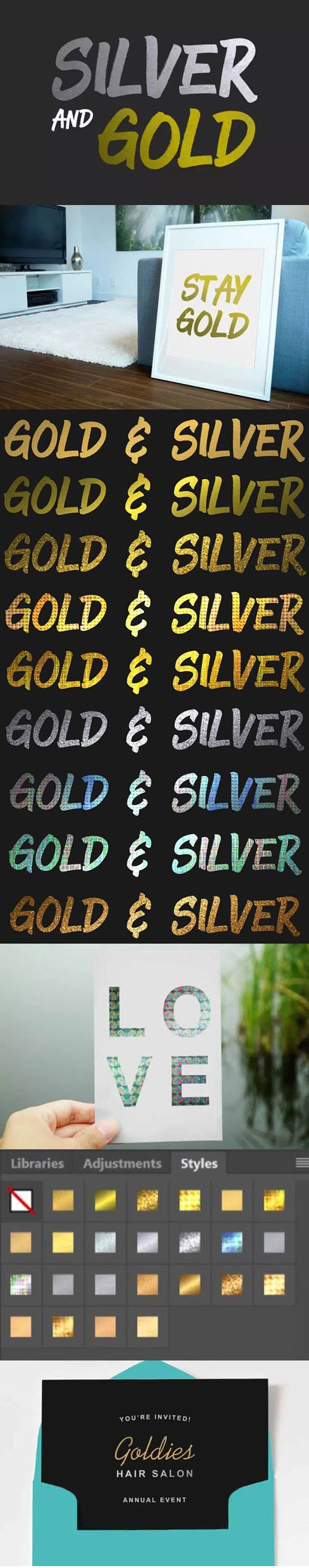 Silver & Gold Textures Styles for Photoshop