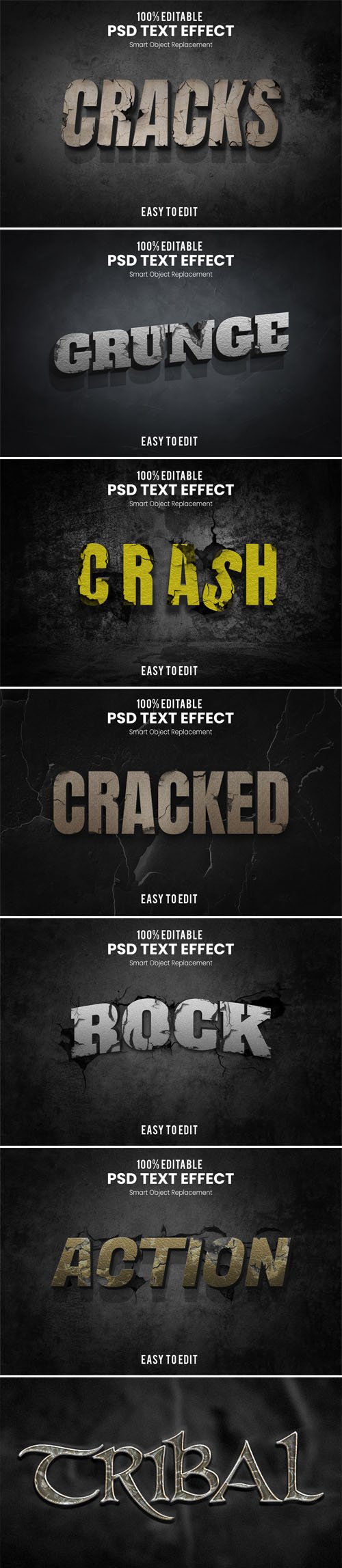 7 Grunge and Cracks PSD Text Effects