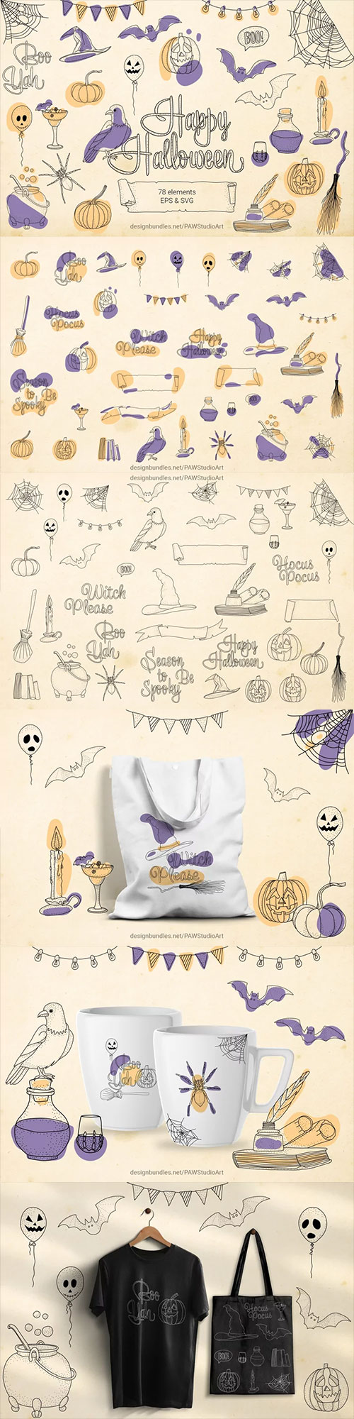 Halloween SVG Sign Bundle Spooky Clipart 1547356