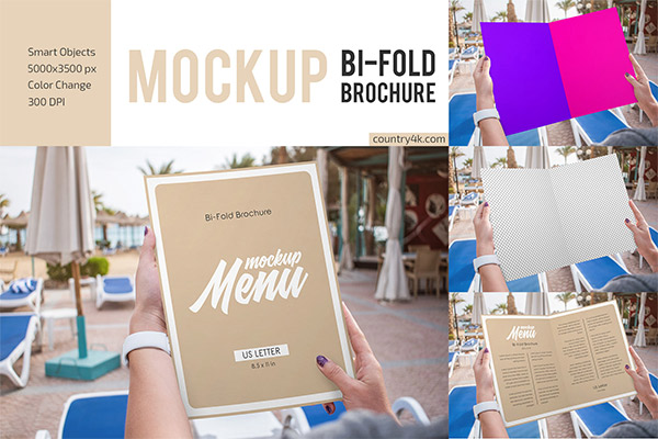 Bi-Fold Brochure Menu Mockup Set 6281603