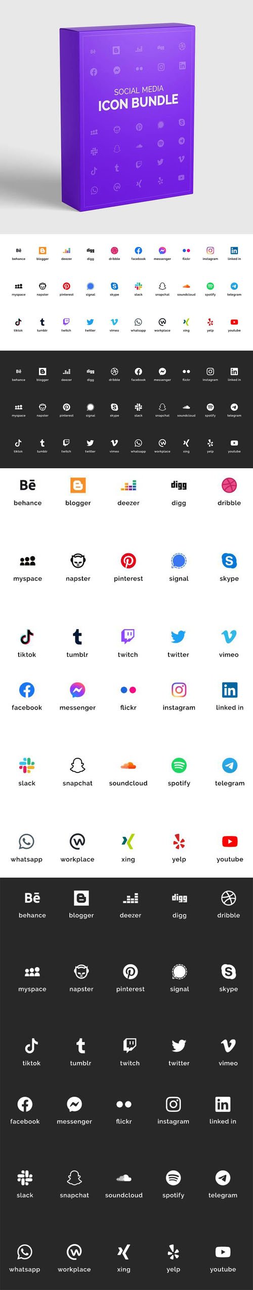 Icon Bundle - 30 Official Social Media Vector Icons