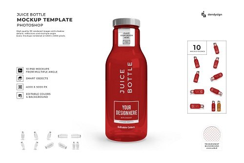 Juice Bottle 3D Mockup Template Bundle 1511821