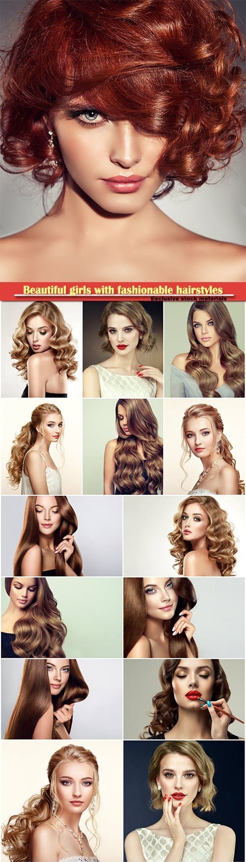 Beautiful girls with fashionable hairstyles and stylish make-up