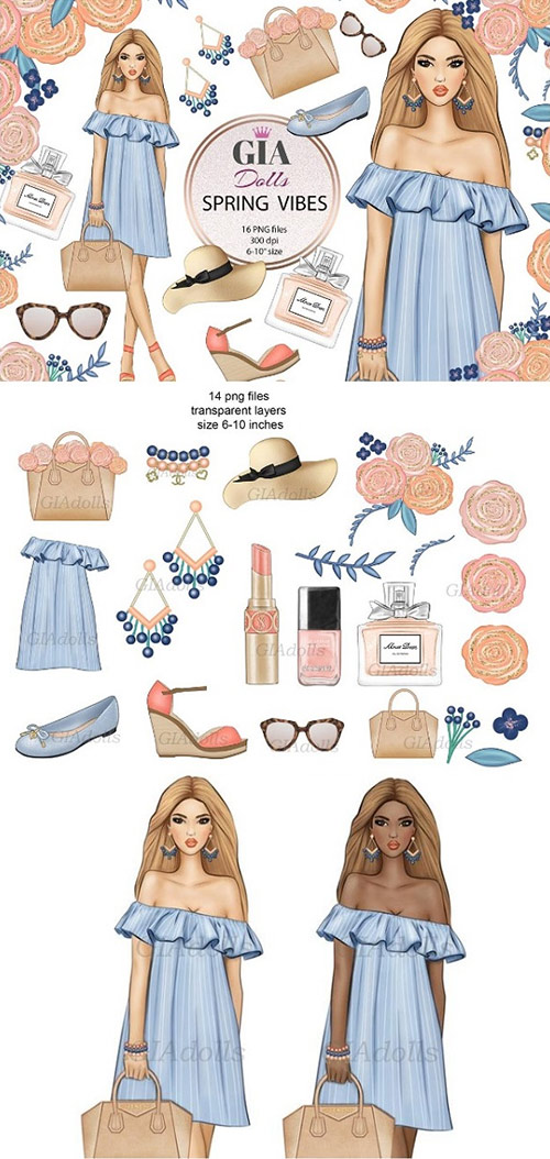 Spring Vibes Clipart Set