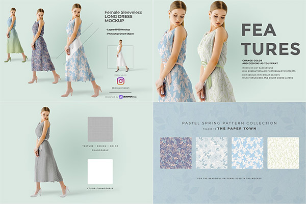 Female Sleeveless Long Dress Mockup 6110308