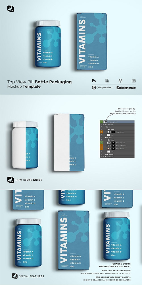 Topview Pill Bottle Packaging Mockup 5354401