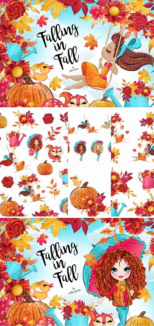 Falling in Fall Clipart Set