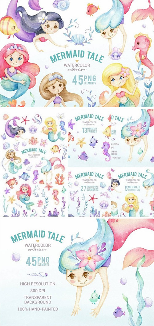 Mermaid Tale Watercolor Collection