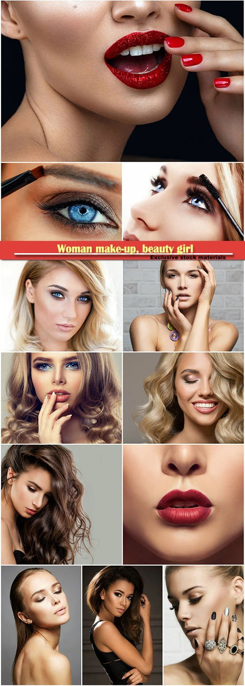 Woman make-up, girls with perfect skin