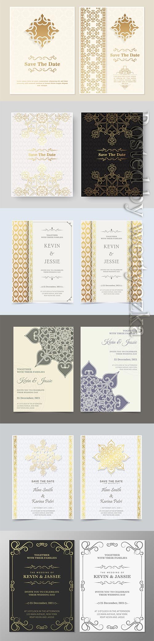 Luxury wedding vector invitation with border ornaments