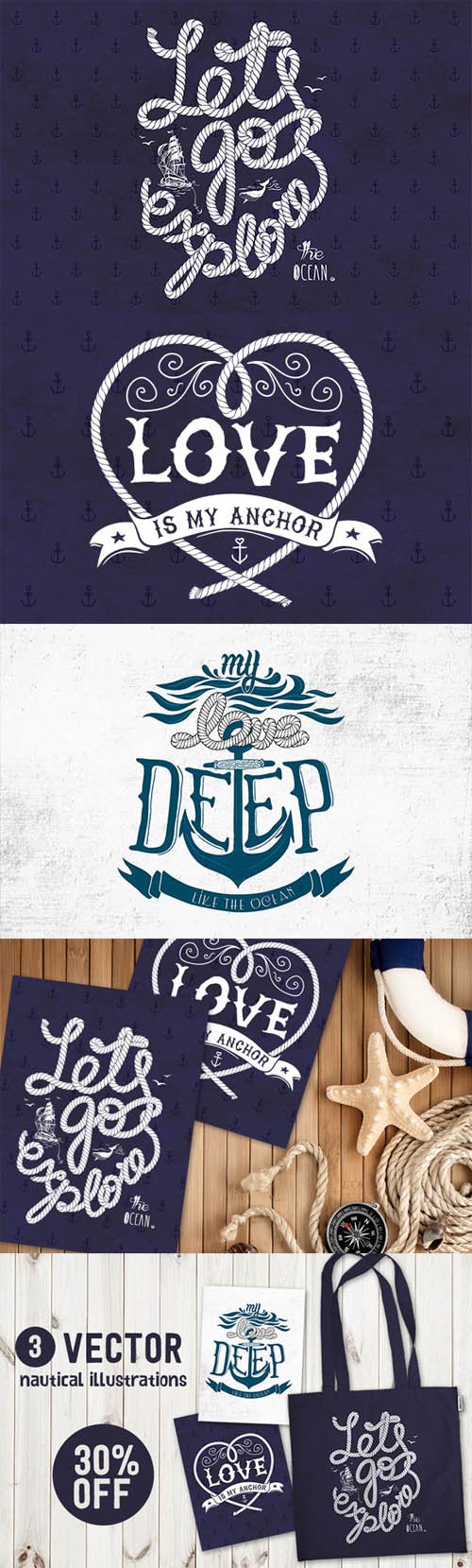 Set of Nautical Vector Ilustrations