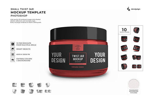 Twist Jar Packaging 3D Mockup Template Bundle 1512242