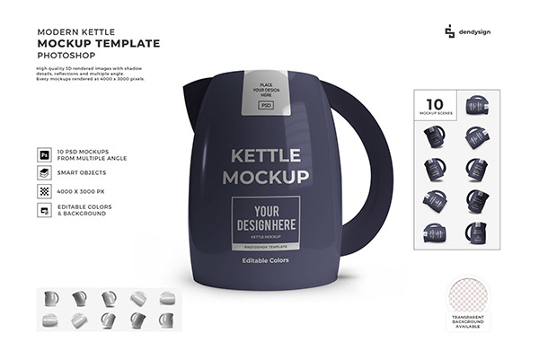 Modern Home Kettle 3D Mockup Template Bundle 1511903