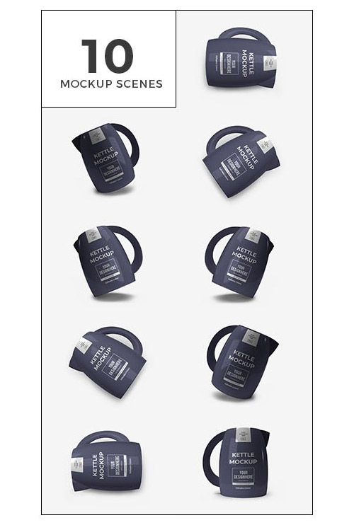 Modern Home Kettle 3D Mockup Template Bundle 1511903