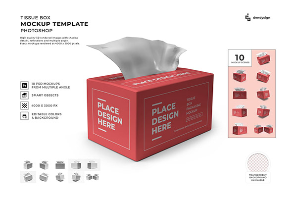 Tissue Box Packaging 3D Mockup Template Bundle 1512223