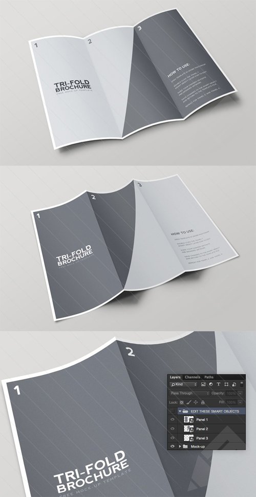 Mockup Template PSD - Tri Fold Brochure