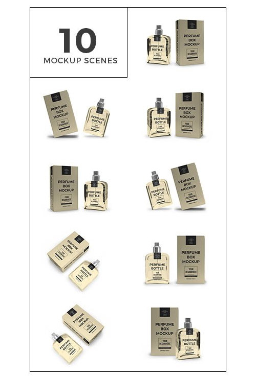 Perfume Packaging 3D Mockup Template Bundle 1512018