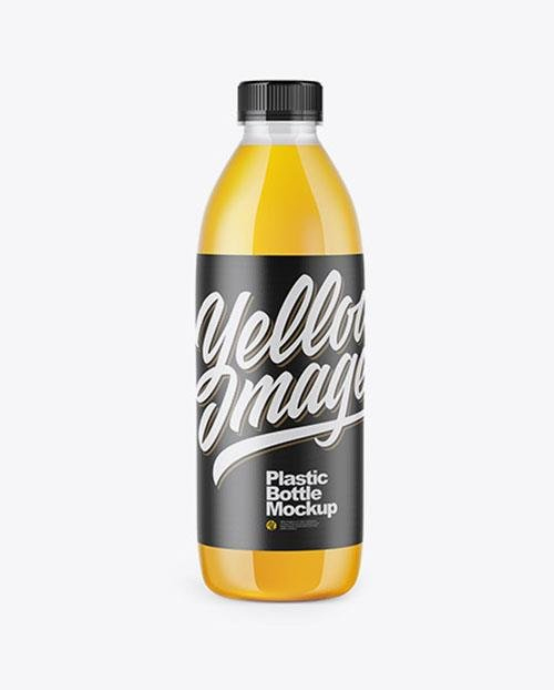 Clear Bottle with Orange Juice Mockup 45797