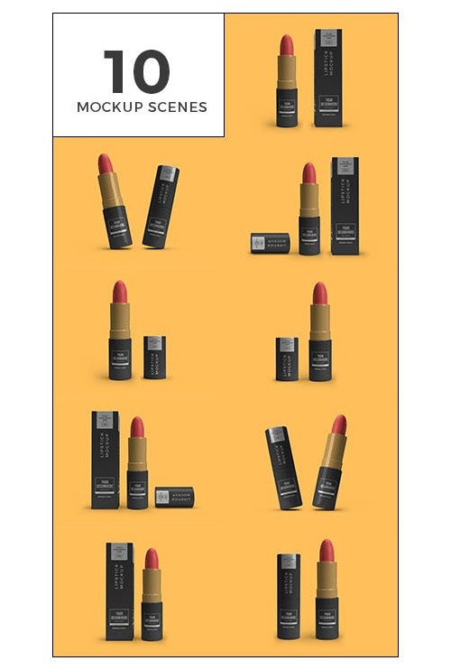 Lipstick Cosmetic 3D Mockup Template Bundle 1511910
