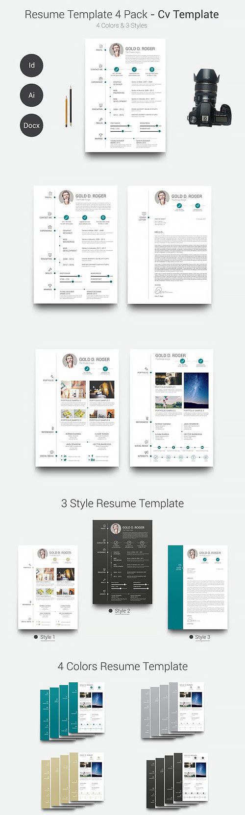 Indesign - Resume/CV Template 4 Pack