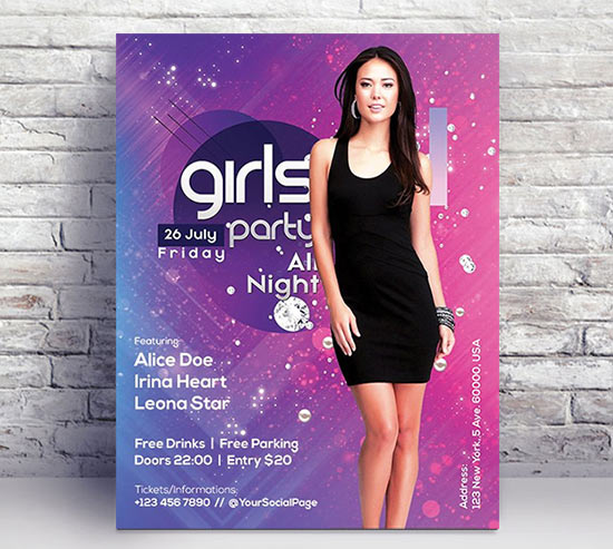 Girls Party - Premium flyer psd template