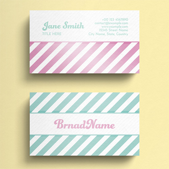 Business Card Layout with Diagonal Stripes