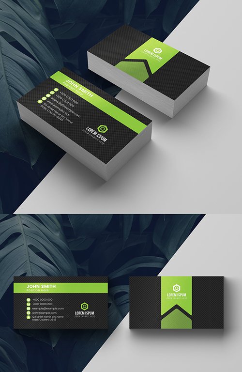 Green and Charcoal Business Card Layout