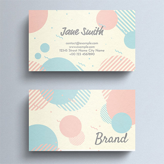 Pastel Business Card Layout with Circle Decorations