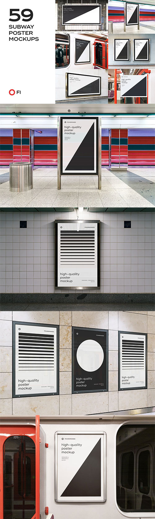 Subway Poster Mockup Bundle Metro 6417036