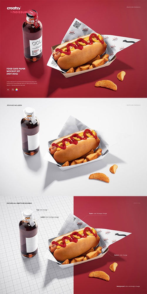 Food Safe Paper Mockup (hot dog) 6418581