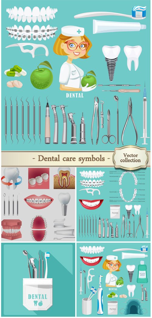 Dental care symbols vector