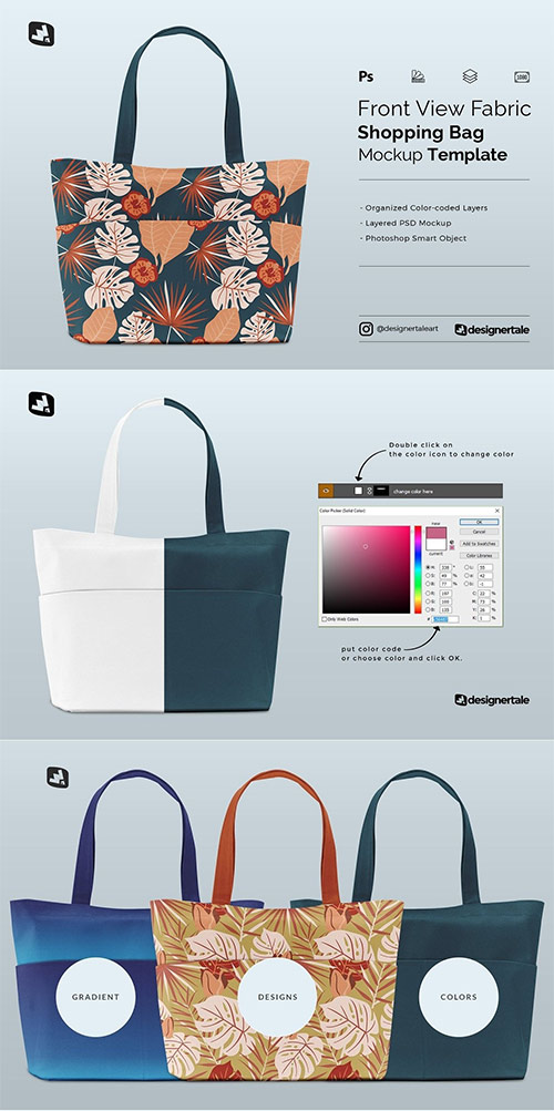 Frontview Fabric Shopping Bag Mockup 5353625