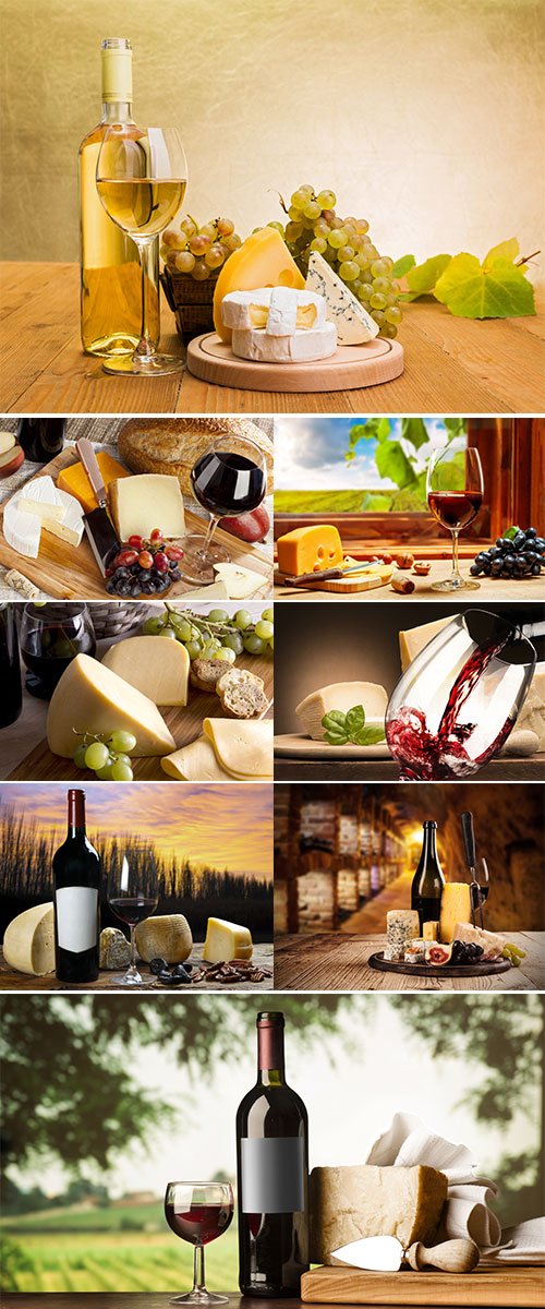 Stock Photos - Wine in glass with cheese