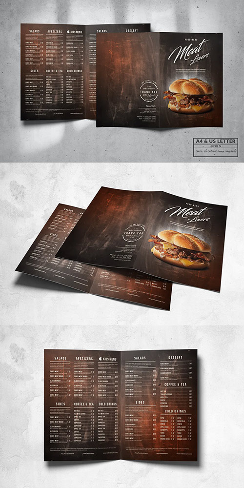 Food Menu Design - Bifold A4 & US Letter
