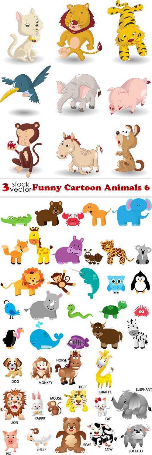 Vectors - Funny Cartoon Animals 6