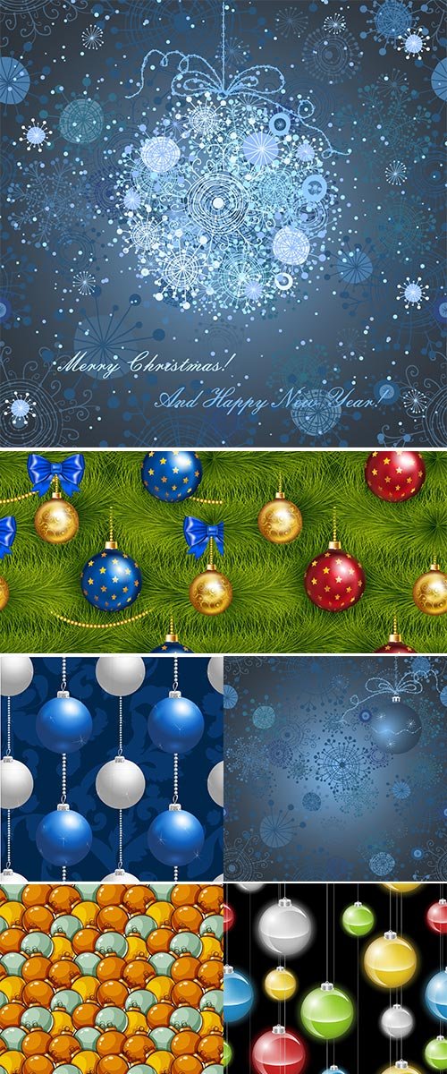 Seamless backgrounds with silver Christmas balls