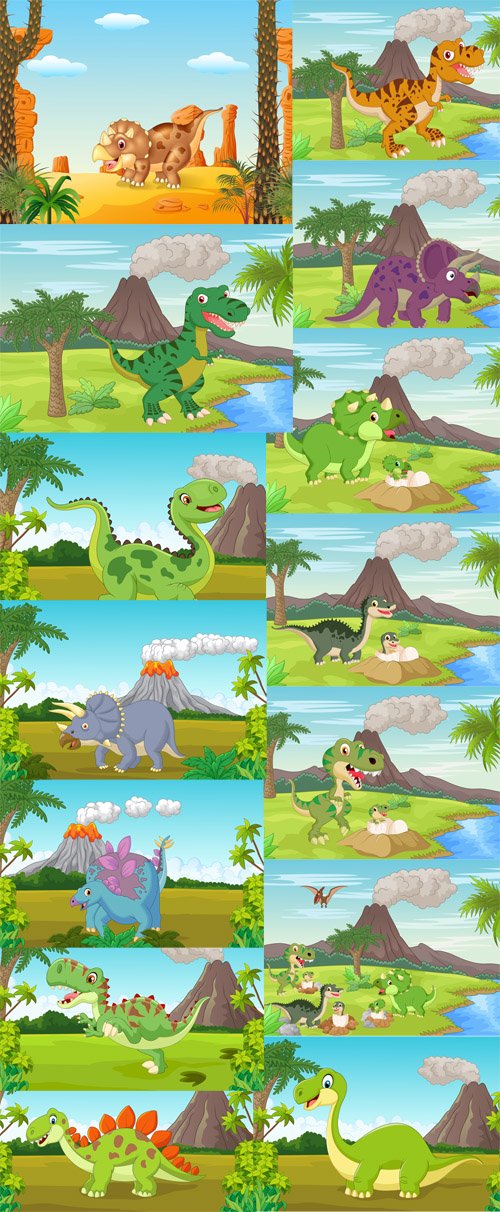 Vectors - Cartoon dinosaurs