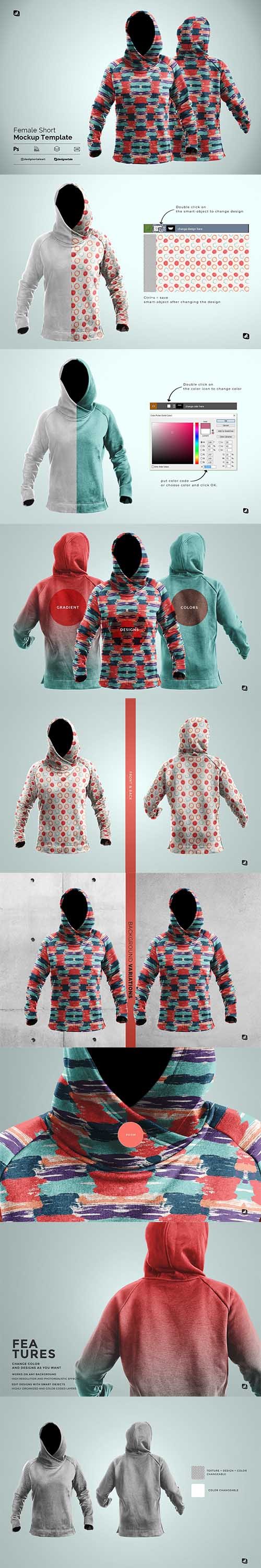 Female Wrapped Hoodie Set Mockup 6312606