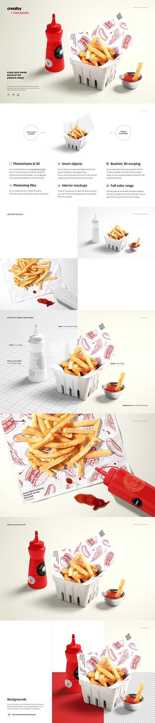 Food Safe Paper Mockup french fries 6396756
