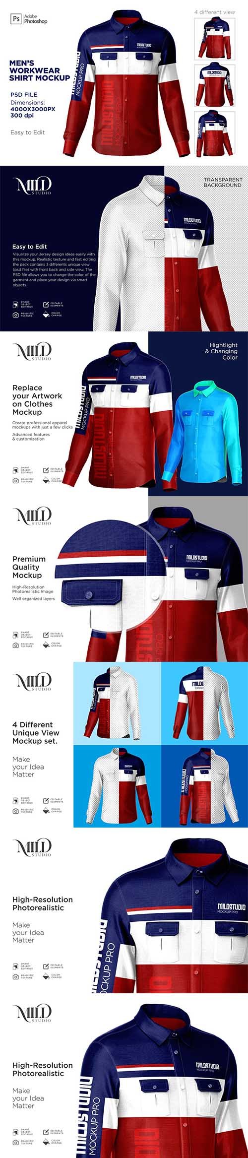 Men's workwear shirt set mockup 6359632
