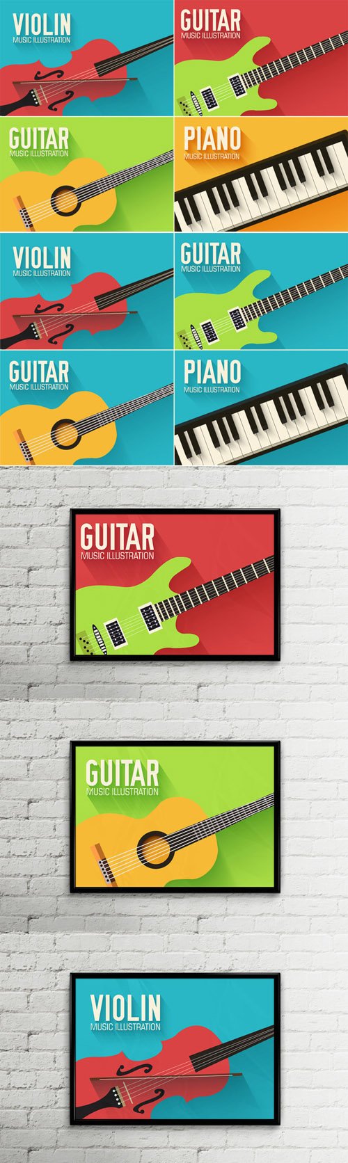 Music flat instruments illustrations 64400