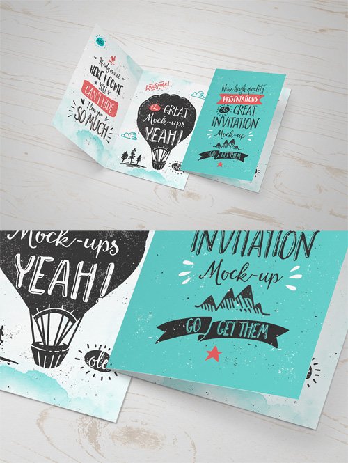 Invitation Greeting Card Mock-up Template