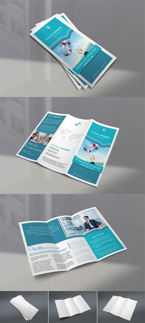 Business Company Trifold Brochure Mock-Up